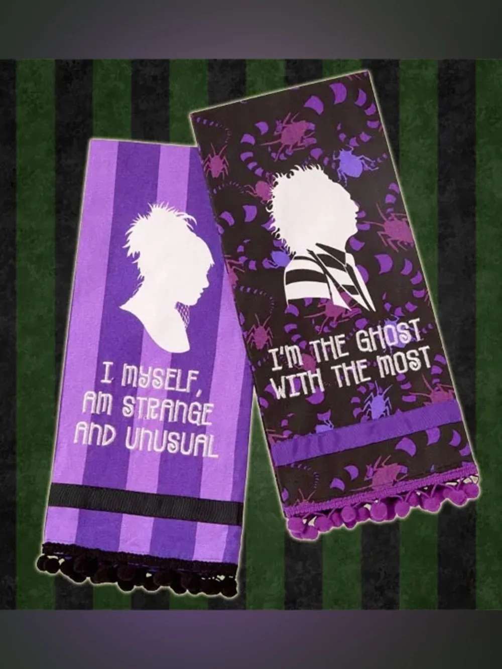 Purple Beetlejuice and Lydia 2 set Hand Towel